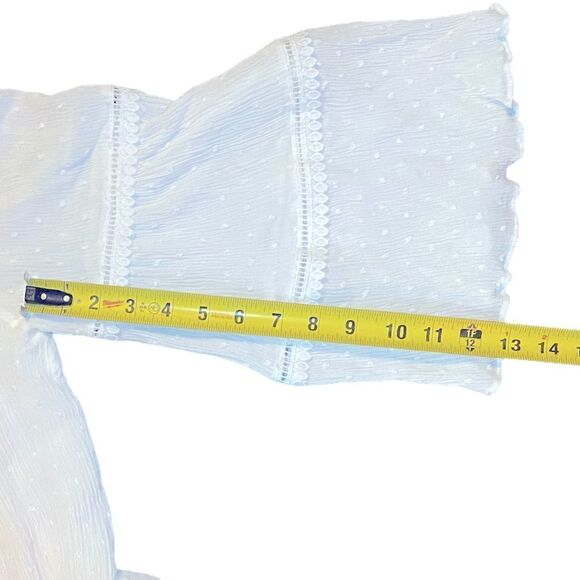 LULUS Prairie Flowy Off the Shoulder White Flared Sleeve Top Size Small - Picture 7 of 10